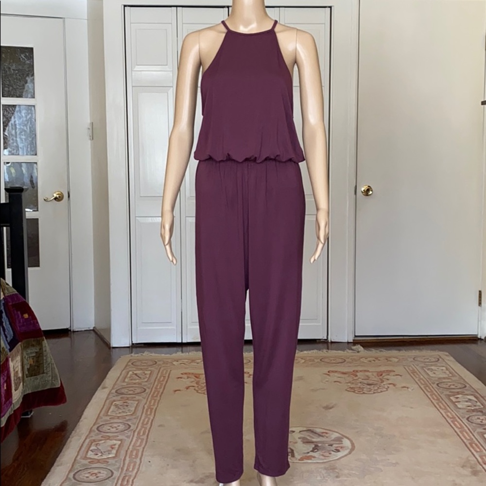 Rachel Pally Maisie Blouson Jumpsuit Maroon size M - Picture 2 of 8